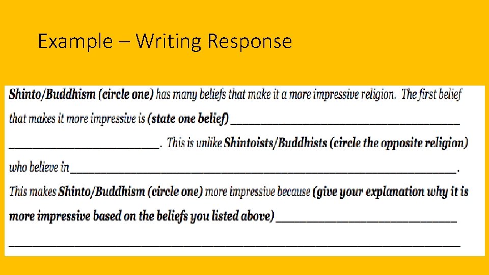 Example – Writing Response 