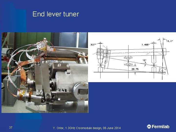 End lever tuner 37 Y. Orlov, 1. 3 GHz Cryomodule design, 06 June 2014