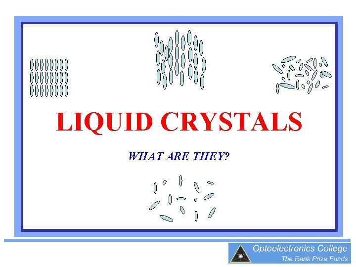 LIQUID CRYSTALS WHAT ARE THEY? LIQUID CRYSTALS WHAT ARE THEY?