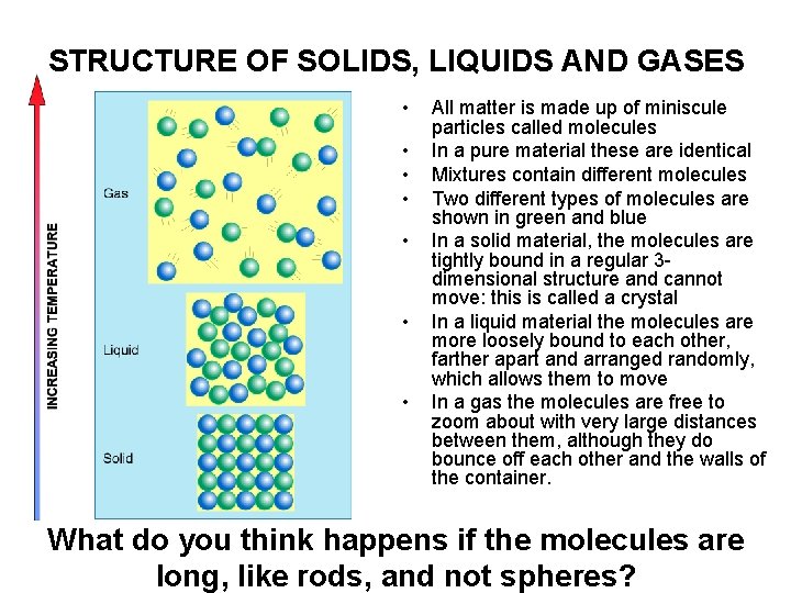 STRUCTURE OF SOLIDS, LIQUIDS AND GASES • • All matter is made up of