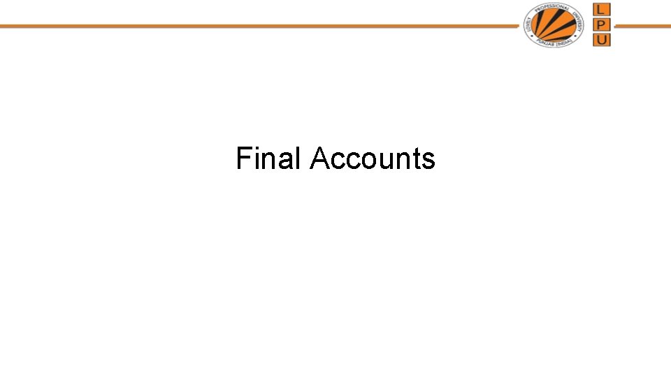 Final Accounts 