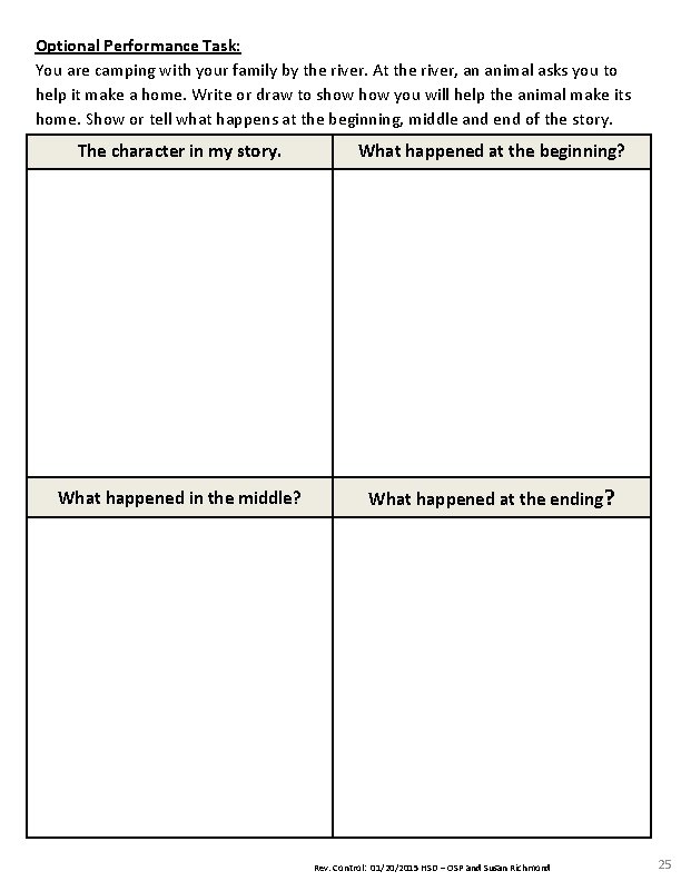 Optional Performance Task: You are camping with your family by the river. At the Optional Performance Task: You are camping with your family by the river. At the