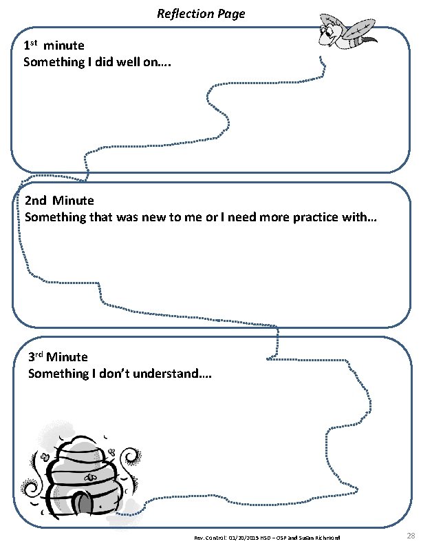 Reflection Page 1 st minute Something I did well on…. 2 nd Minute Something Reflection Page 1 st minute Something I did well on…. 2 nd Minute Something