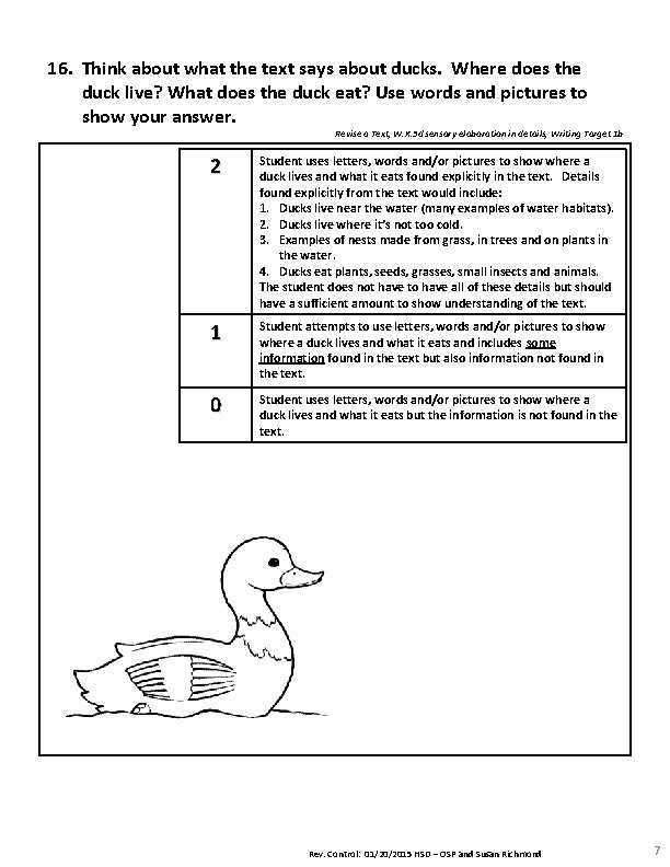 16. Think about what the text says about ducks. Where does the duck live? 16. Think about what the text says about ducks. Where does the duck live?
