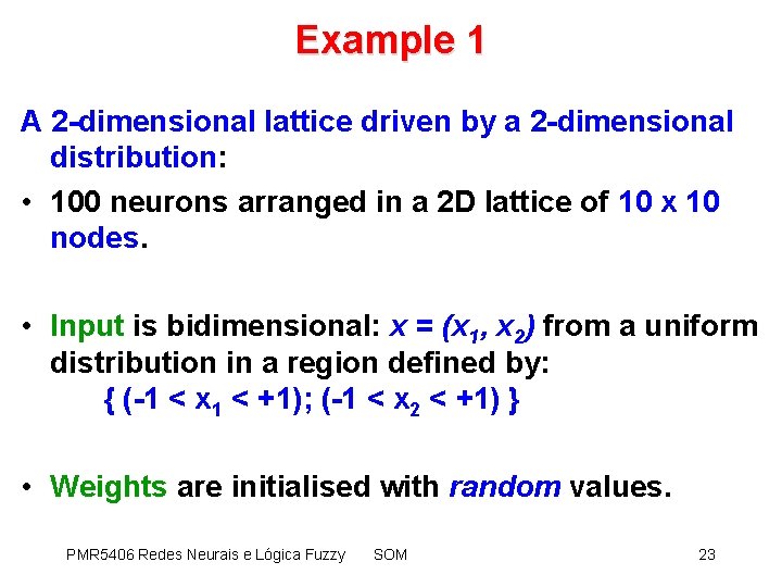 Example 1 A 2 -dimensional lattice driven by a 2 -dimensional distribution: • 100