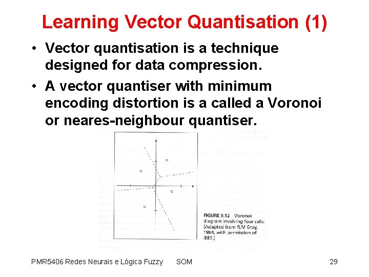 Learning Vector Quantisation (1) • Vector quantisation is a technique designed for data compression.