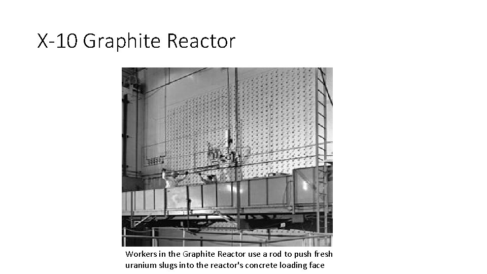 X-10 Graphite Reactor Workers in the Graphite Reactor use a rod to push fresh X-10 Graphite Reactor Workers in the Graphite Reactor use a rod to push fresh