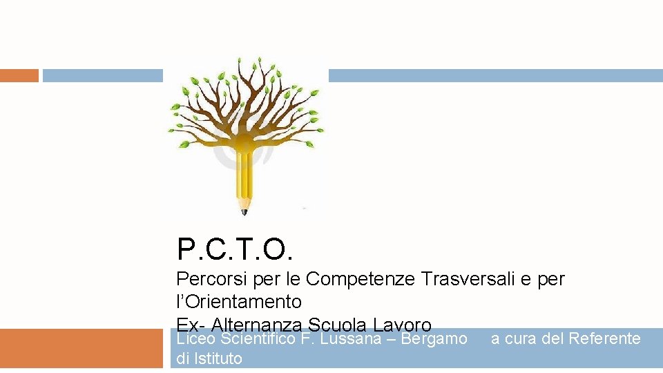 P. C. T. O. Percorsi per le Competenze Trasversali e per l’Orientamento Ex- Alternanza P. C. T. O. Percorsi per le Competenze Trasversali e per l’Orientamento Ex- Alternanza