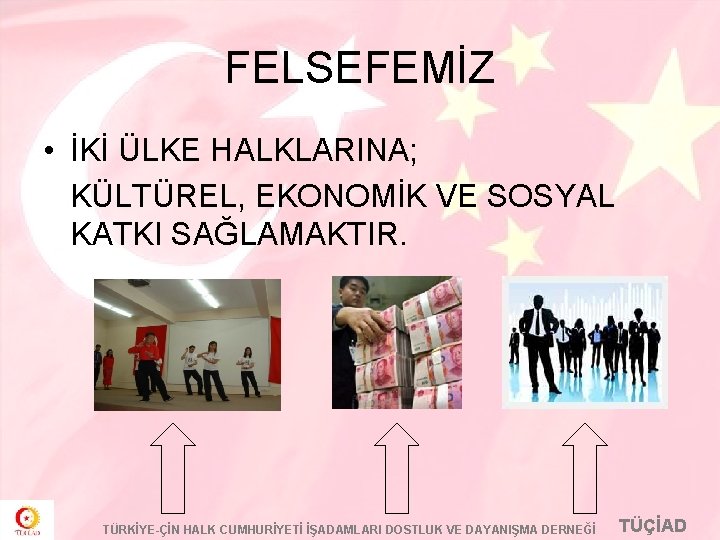 FELSEFEMİZ • İKİ ÜLKE HALKLARINA; KÜLTÜREL, EKONOMİK VE SOSYAL KATKI SAĞLAMAKTIR. TÜRKİYE-ÇİN HALK CUMHURİYETİ