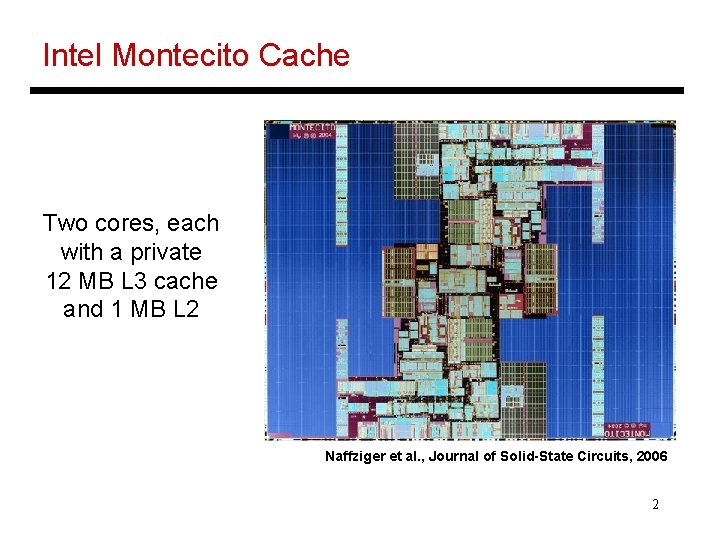 Intel Montecito Cache Two cores, each with a private 12 MB L 3 cache