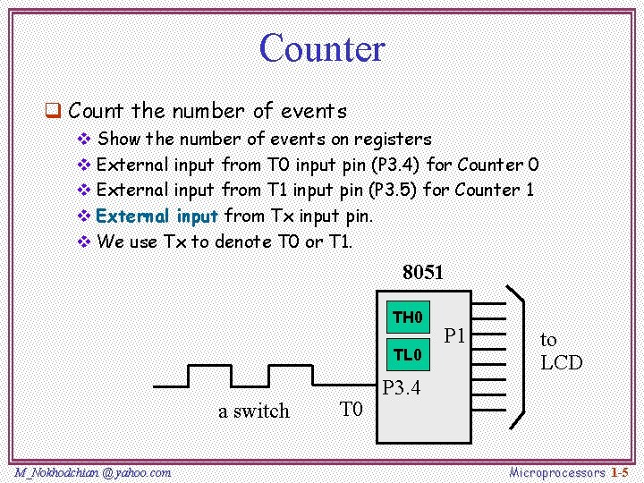 Counter q Count the number of events v Show the number of events on