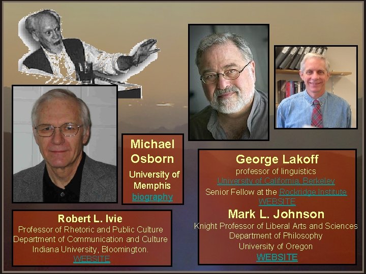 Michael Osborn University of Memphis biography Robert L. Ivie Professor of Rhetoric and Public