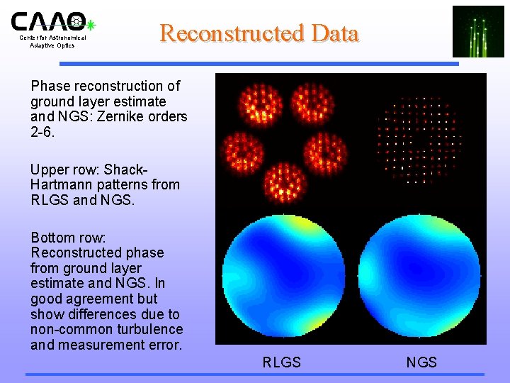 Center for Astronomical Adaptive Optics Reconstructed Data Phase reconstruction of ground layer estimate and