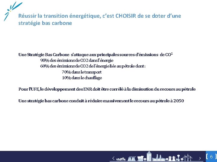 Réussir la transition énergétique, c’est CHOISIR de se doter d’une stratégie bas carbone Une