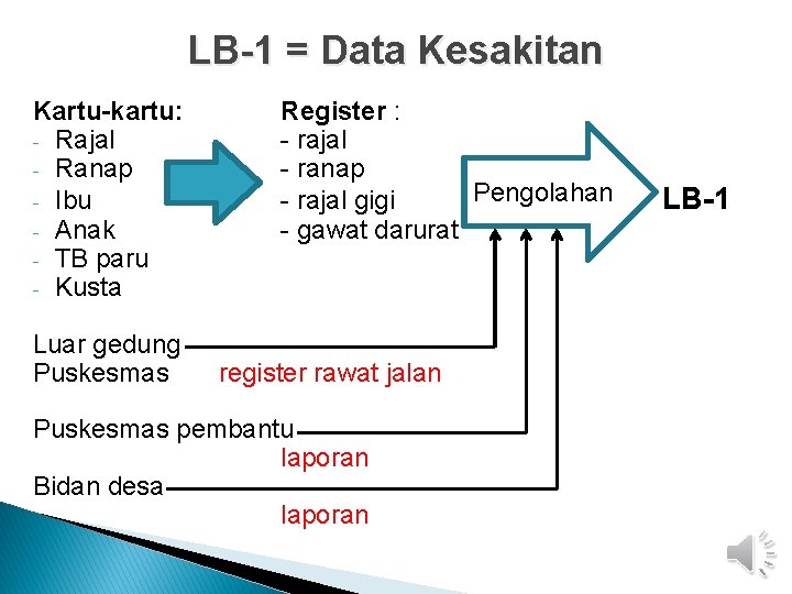 LB-1 = Data Kesakitan Kartu-kartu: - Rajal - Ranap - Ibu - Anak -