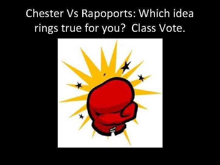 Chester Vs Rapoports: Which idea rings true for you? Class Vote. 