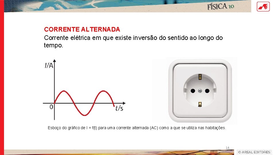 FÍSICA 10 CORRENTE ALTERNADA Corrente elétrica em que existe inversão do sentido ao longo