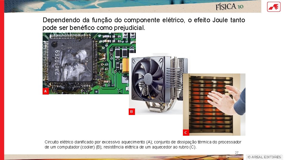 FÍSICA 10 Dependendo da função do componente elétrico, o efeito Joule tanto pode ser