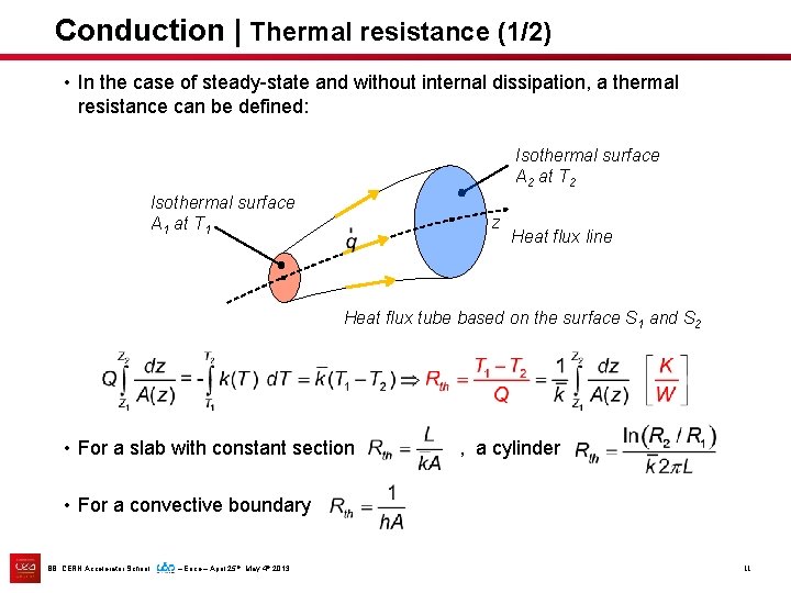 Conduction | Thermal resistance (1/2) • In the case of steady-state and without internal