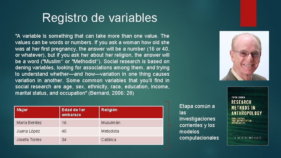 Registro de variables "A variable is something that can take more than one value.