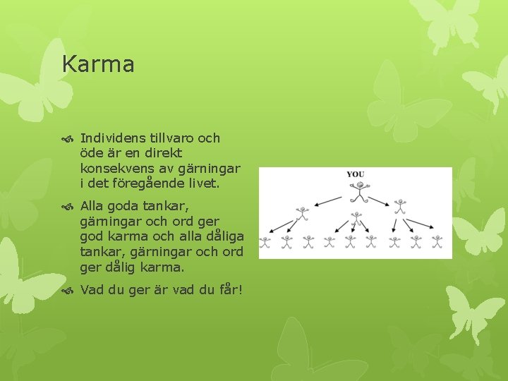 Karma Individens tillvaro och öde är en direkt konsekvens av gärningar i det föregående