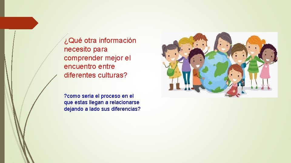 ¿Qué otra información necesito para comprender mejor el encuentro entre diferentes culturas? ? como