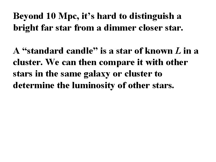 Beyond 10 Mpc, it’s hard to distinguish a bright far star from a dimmer