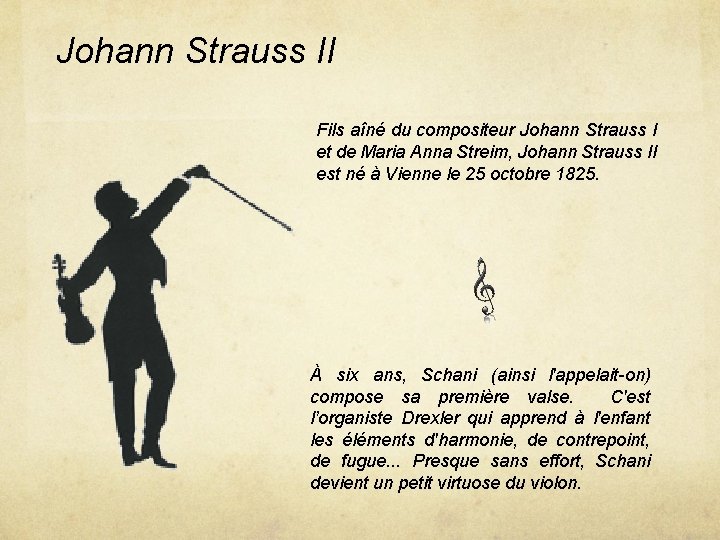 Johann Strauss II Fils aîné du compositeur Johann Strauss I et de Maria Anna