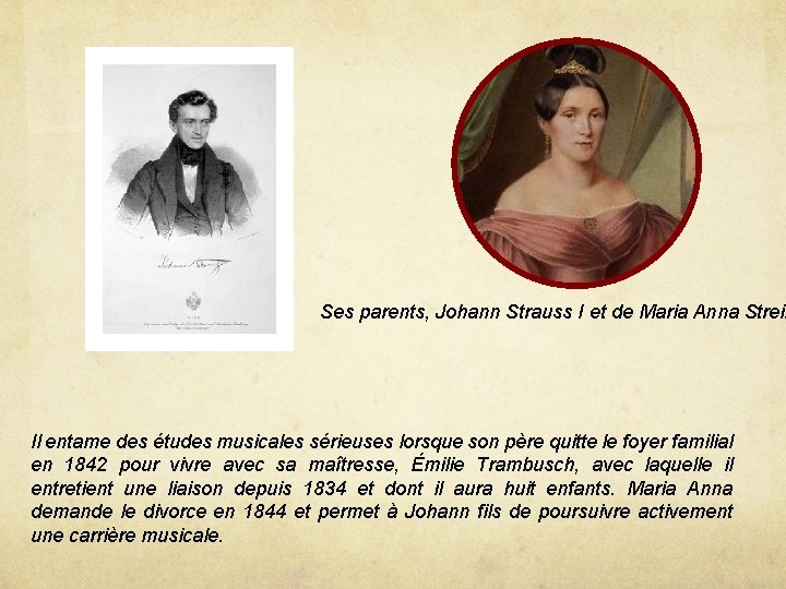 Ses parents, Johann Strauss I et de Maria Anna Streim Il entame des études