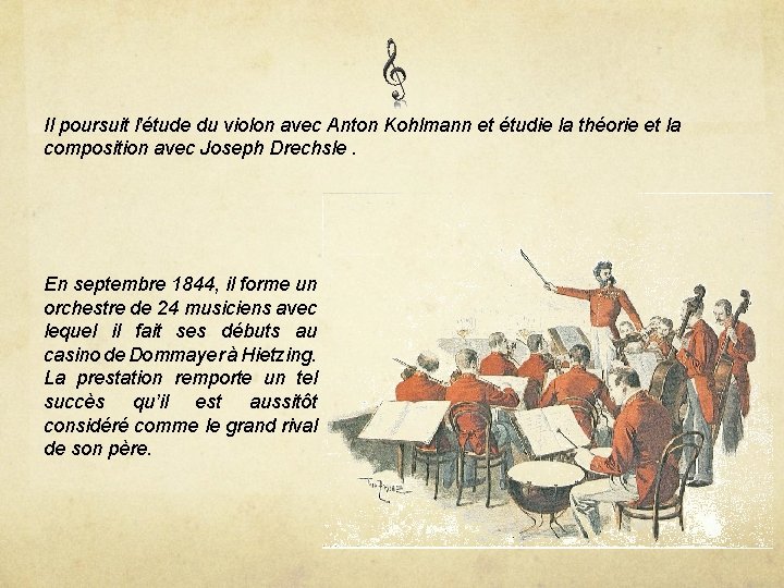 Il poursuit l'étude du violon avec Anton Kohlmann et étudie la théorie et la