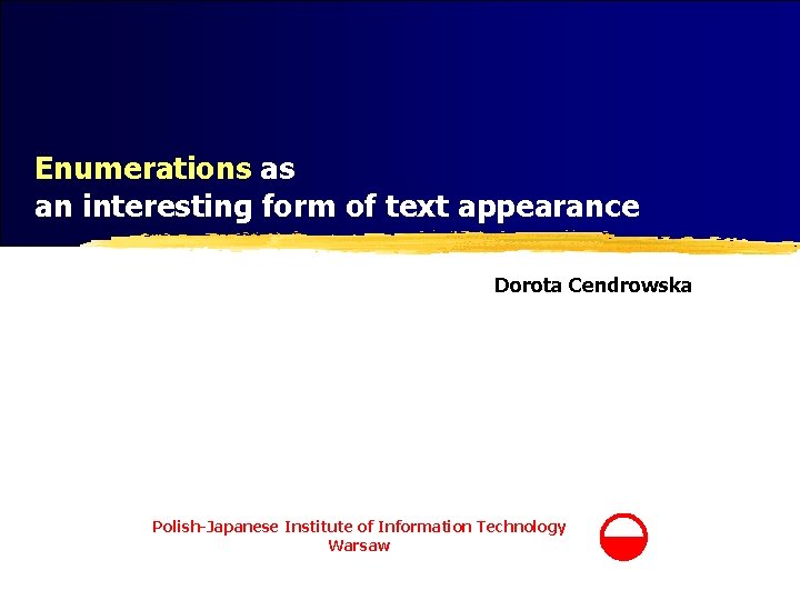 Enumerations as an interesting form of text appearance