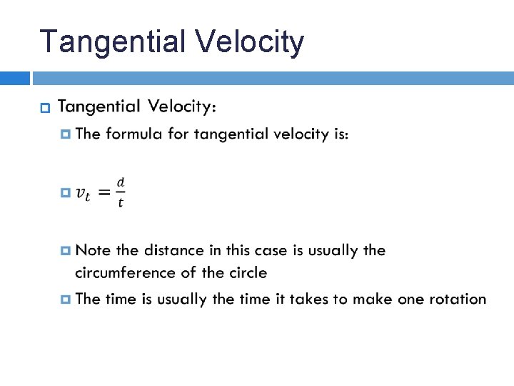 Tangential Velocity 