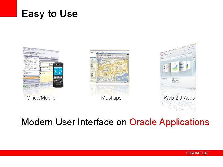 Easy to Use Office/Mobile Mashups Web 2. 0 Apps Modern User Interface on Oracle