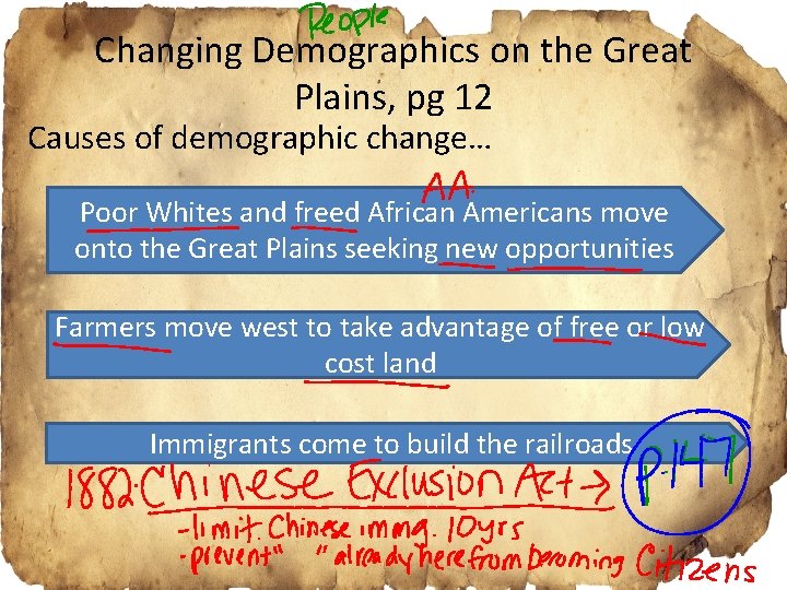 Changing Demographics on the Great Plains, pg 12 Causes of demographic change… Poor Whites