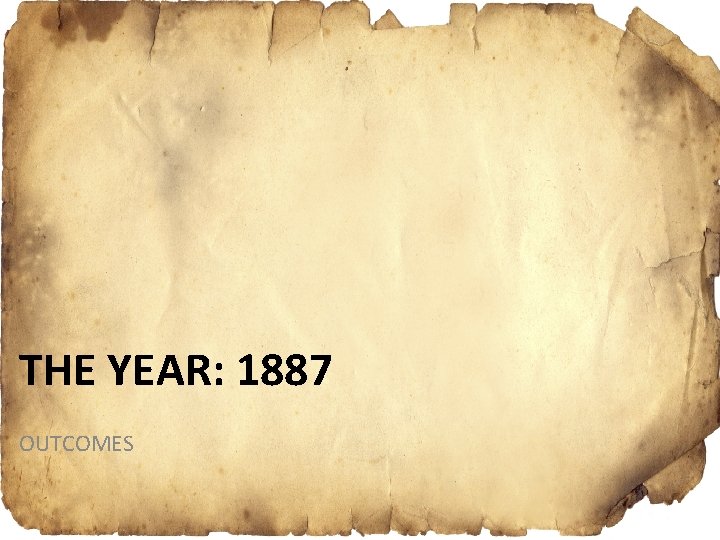 THE YEAR: 1887 OUTCOMES 