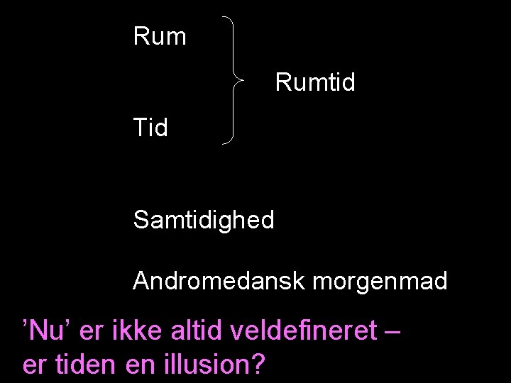 Rum Rumtid Tid Samtidighed Andromedansk morgenmad ’Nu’ er ikke altid veldefineret – er tiden