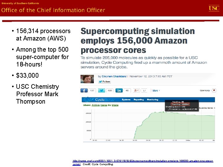 evin. U Office of the Chief Information Officer • 156, 314 processors at Amazon
