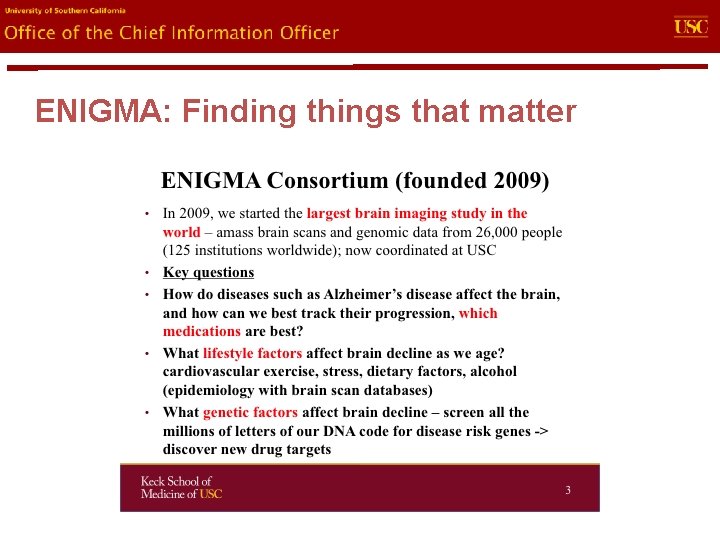 evin. U Office of the Chief Information Officer ENIGMA: Finding things that matter 