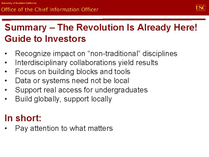 evin. U Office of the Chief Information Officer Summary – The Revolution Is Already