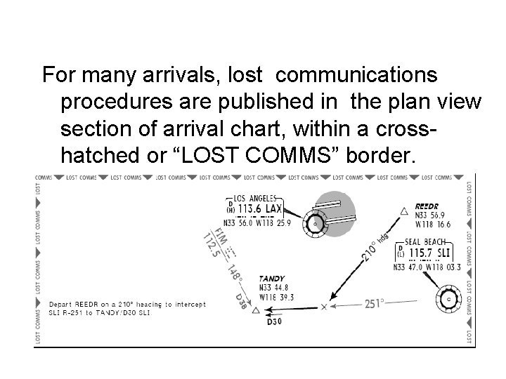 For many arrivals, lost communications procedures are published in the plan view section of