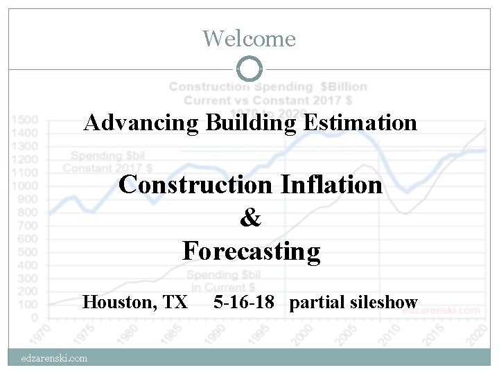 Welcome Advancing Building Estimation Construction Inflation & Forecasting Houston, TX edzarenski. com 5 -16