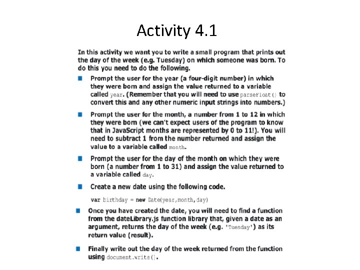 Activity 4. 1 