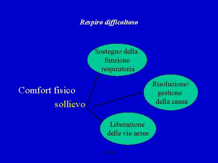 Respiro difficoltoso Sostegno della funzione respiratoria Risoluzione/ gestione della causa Comfort fisico sollievo Liberazione