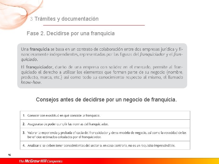 3 Trámites y documentación Fase 2. Decidirse por una franquicia Consejos antes de decidirse 3 Trámites y documentación Fase 2. Decidirse por una franquicia Consejos antes de decidirse
