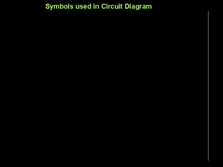 Symbols used in Circuit Diagram S. No. Component Symbol 1 Electric cell 2 Battery
