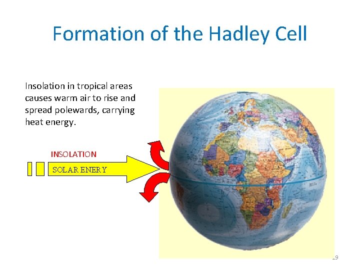 Formation of the Hadley Cell Insolation in tropical areas causes warm air to rise