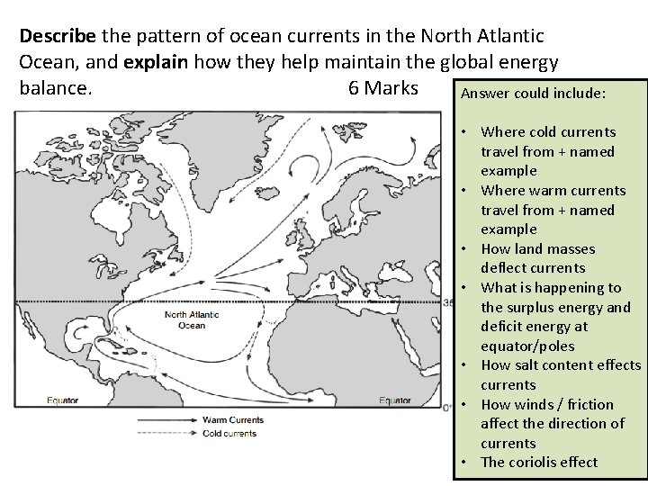 Describe the pattern of ocean currents in the North Atlantic Ocean, and explain how