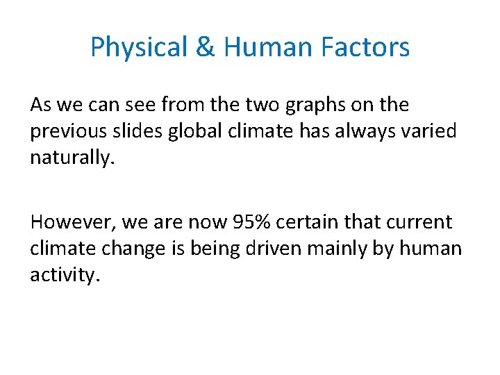 Physical & Human Factors As we can see from the two graphs on the