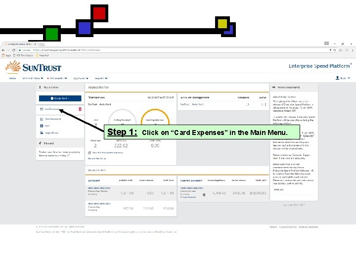 Step 1: Click on “Card Expenses” in the Main Menu. 