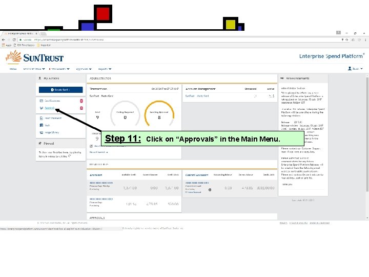 Step 11: Click on “Approvals” in the Main Menu. 